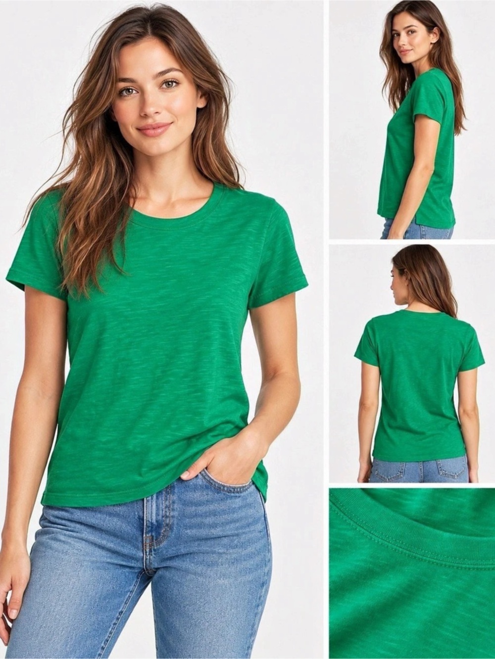 J.Crew NWOT Girlfriend Tee Women’s XS Green Short Sleeve Slub Cotton T-Shirt